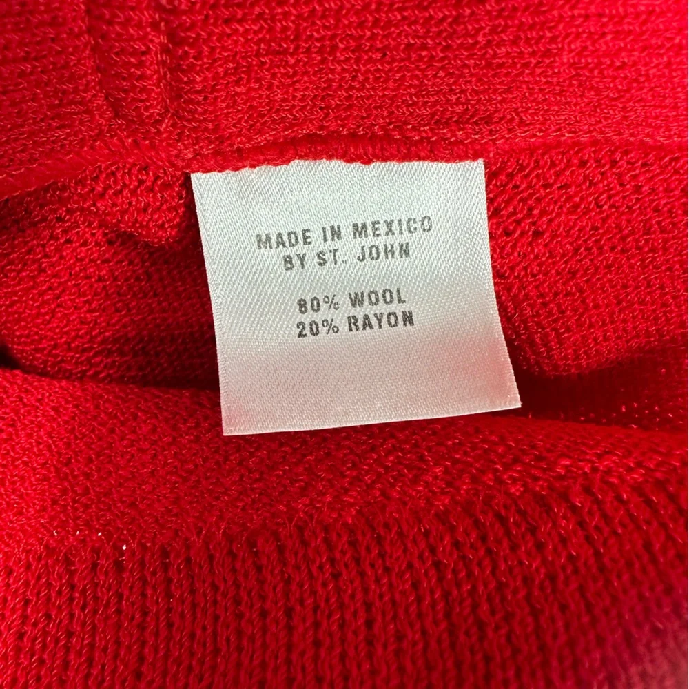 St. John Wool Blend Front Zip‎ Cardigan sz LG Red AS IS